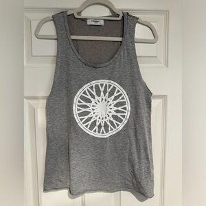 SoulCycle Loose Fitting Tank Top with Wheel Graphic and Animal Print Back